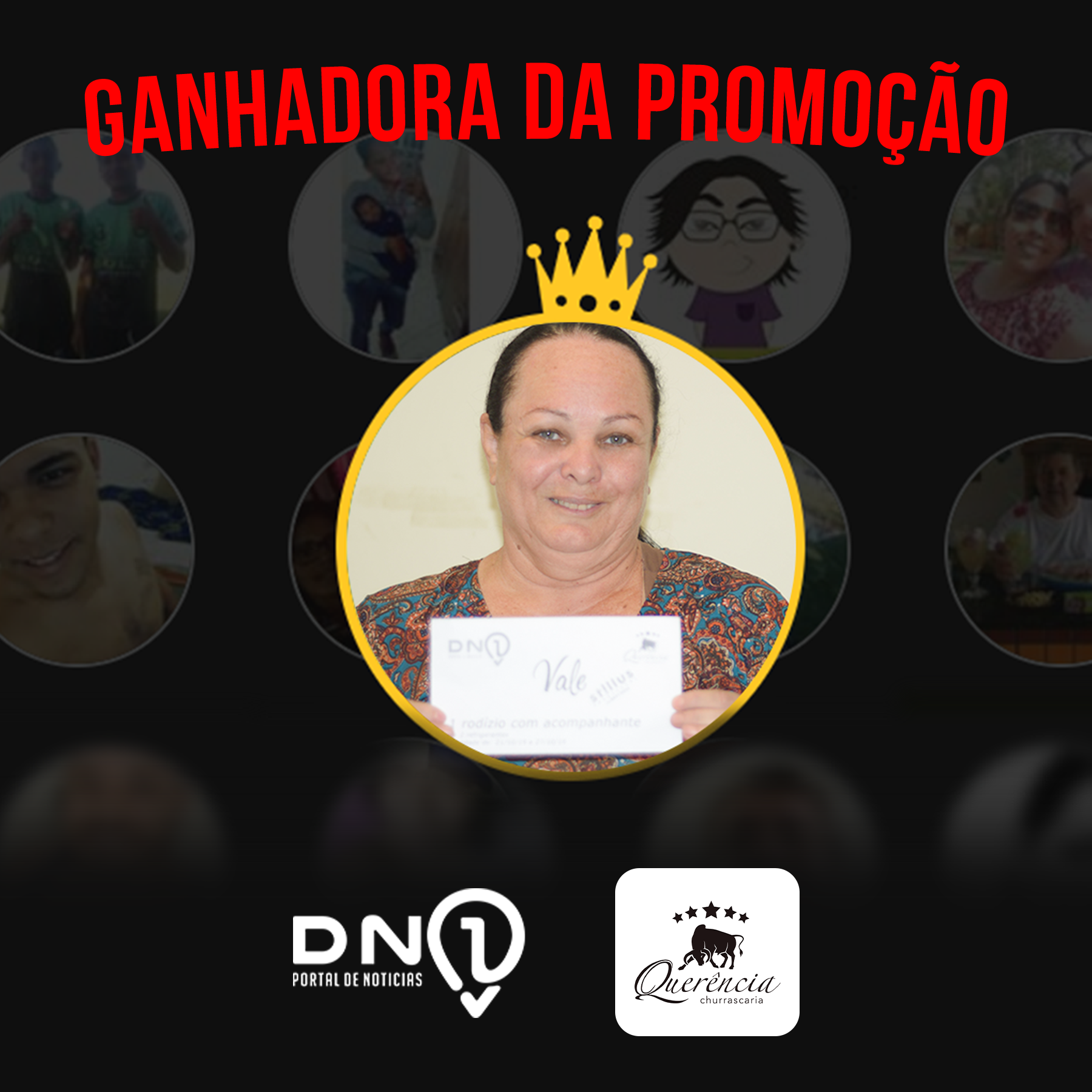 Célia Regina Cunha é vencedora do 2º sorteio do rodízio de carnes do DN1