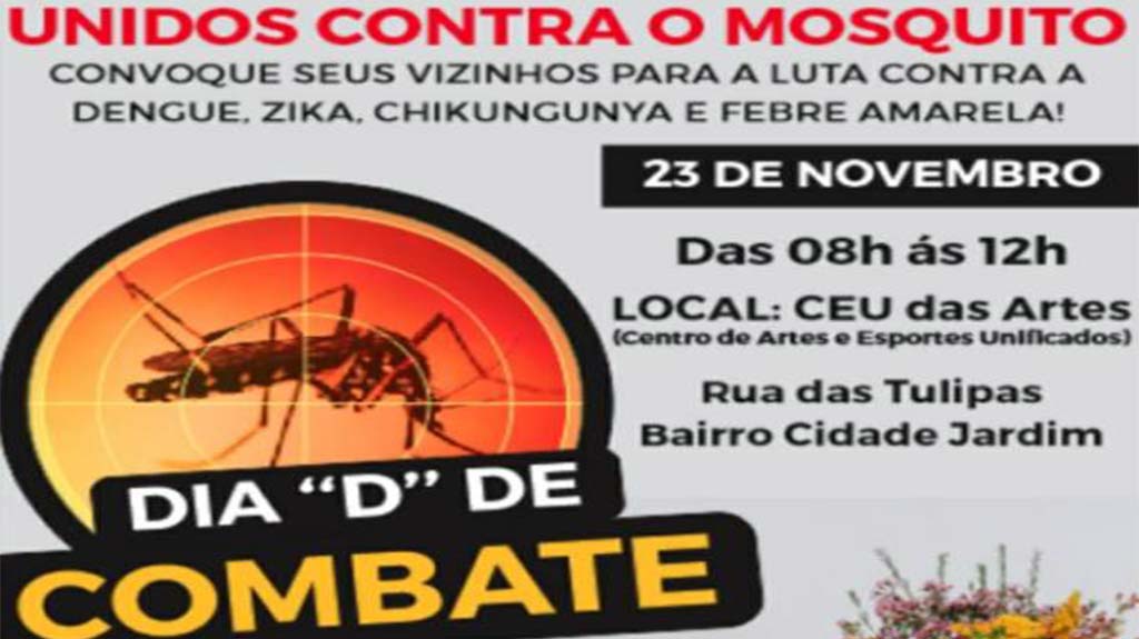 Foco no Aedes: Dia D acontece 23 de novembro com ações no CEU das Artes