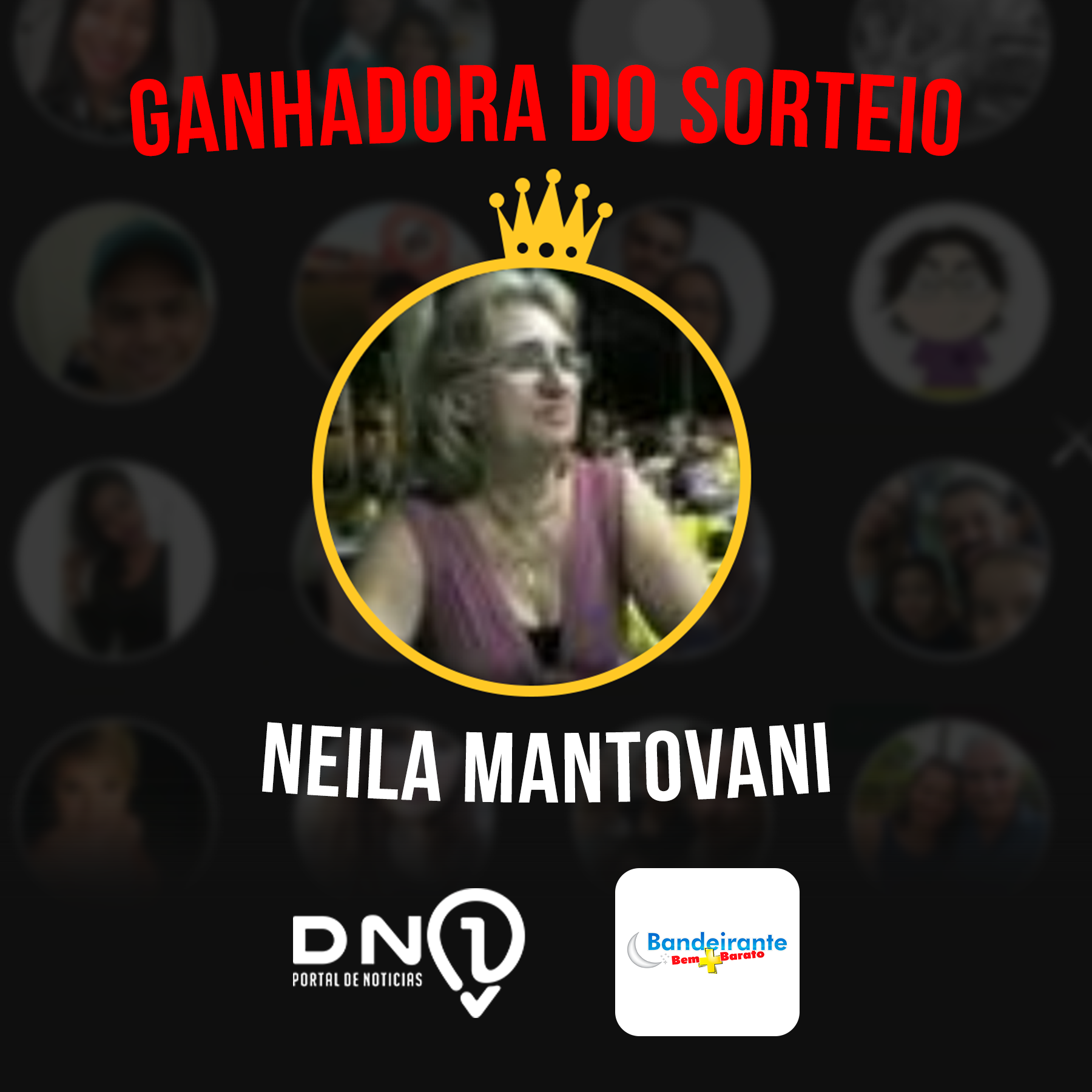 Neila Mantovani é a ganhadora da cesta de Natal do Bandeirante Supermercados