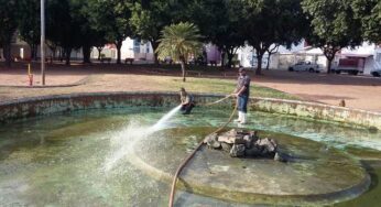 Incluindo limpeza da fonte, praça do Bairro Alto recebeu melhorias e reparos