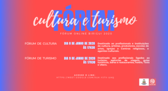 Secultur convida para os Fóruns On-line de Cultura e Turismo nos dias 8 e 9 de junho