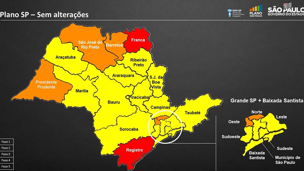 Governo do Estado atualiza classificação do Plano SP sem regressão de regiões