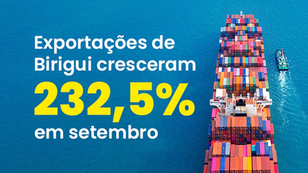 Exportações de produtos biriguienses cresceram 232,5% e alcançaram 23 países em setembro