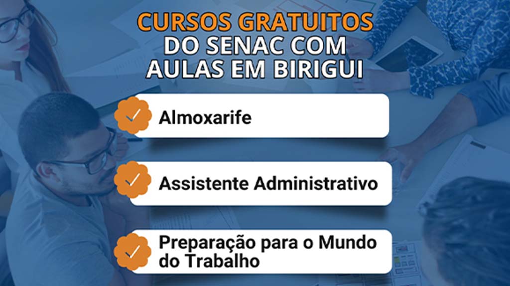 Birigui tem 130 vagas abertas para três cursos gratuitos em parceria com Senac de Araçatuba